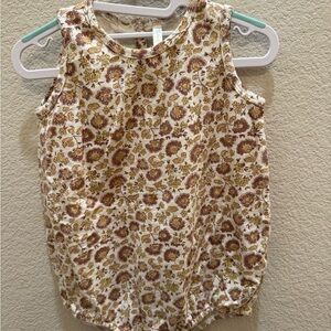 Rylee + Cru Floral Button-Up Top in Brown and Cream